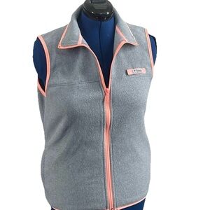 Columbia PFG Fleece Vest Womens Medium Gray Full Zip Performance Fishing Gear